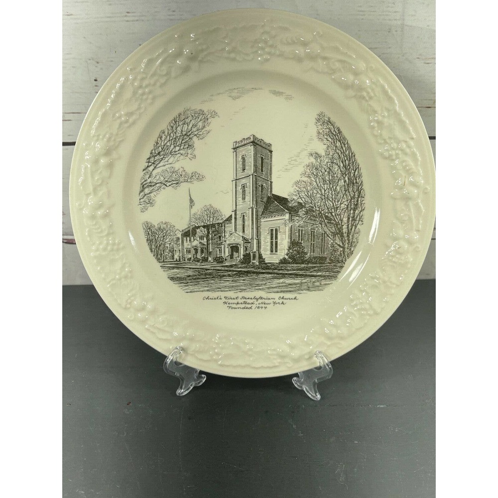 Homer Laughlin Eggshell Plate First Presbyterian Church Hempstead NY 1644 L53N5